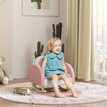 Kids Rocking Chair, Princess Crown Toddler Chair, Children's Armchair Rocker for Bedroom, Playroom, Pink