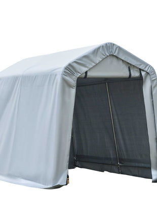 6' x 8' Carport Portable Garage, Heavy Duty Storage Tent, Patio Storage Shelter w/ Anti-UV PE Cover and Double Zipper Doors, for Motorcycle Bike Garden Tools, Light Gray