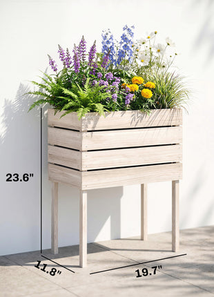 4PCS Raised Garden Bed With Legs, Wooden Elevated Planter Box Kit with Bed Liner, DIY Shape, for Flowers Vegetables Backyard Patio Balcony, 110lb Capacity