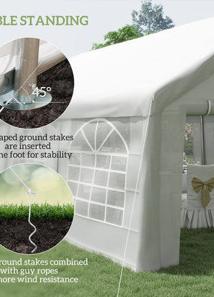 32x16 Outdoor Canopy Tent Heavy Duty Carport Tent with Cathedral Window Design for Party & Wedding, Removable Sidewalls, White