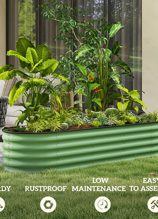 6.4' x 2' x 1.4' Galvanized Raised Garden Bed Kit, Metal Planter Box with Safety Edging, Green