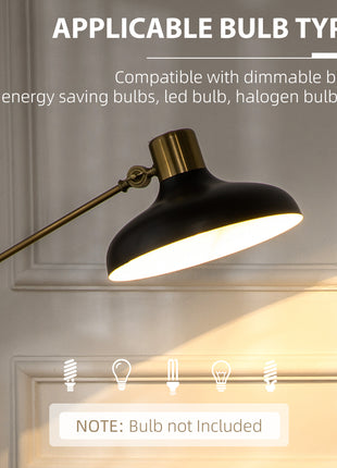 Adjustable Floor Lamps for Living Room, Standing Lamp for Bedroom with Balance Arm, Tall Black and Gold Lamp