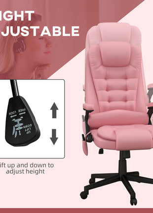 Massage Office Chair, Heated Reclining Computer Chair with 6 Vibration Points, Armrest and Remote, Pink