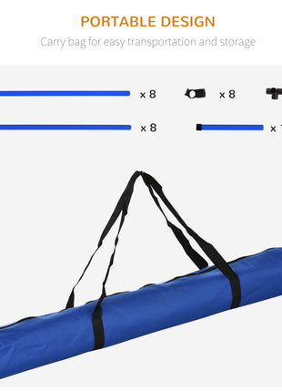 4 Piece Dog Agility Starter Kit with Adjustable Height Jump Bars, Included Carry Bag & Displacing Top Bar - Blue