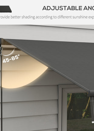 12' x 10' Retractable Awning, 280gsm UV Resistant Sunshade Shelter for Deck, Balcony, Yard, Dark Gray