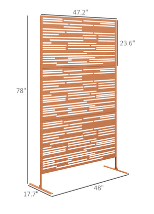 78" H x 48" W Metal Outdoor Privacy Screen, Freestanding Decorative Privacy Fence Screen for Balcony, Brown