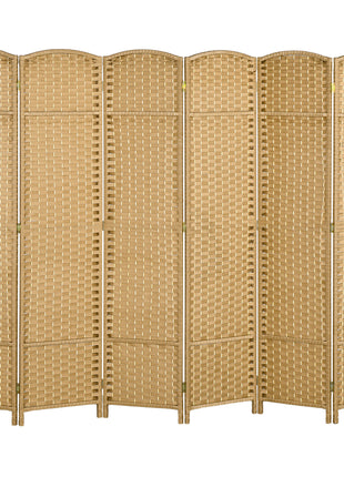 Folding Room Divider Screen 6 Panel 5.6 ' Tall Privacy Screen Freestanding Room Partition for Home Office, Nature Wood