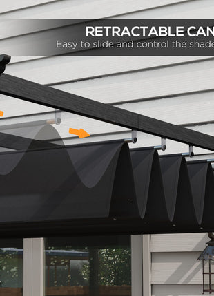 10' x 13' Retractable Pergola Canopy, Aluminum Pergola Sun Shade Shelter for Garden, Patio, Backyard, Deck, Gray