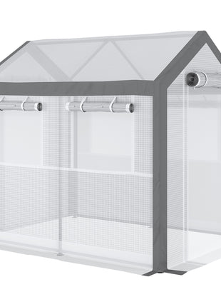 8' L x 6' W x 7' H Outdoor Walk-In Tunnel Greenhouse with Roll-up Windows, 2 Zippered Doors, & Weather Cover