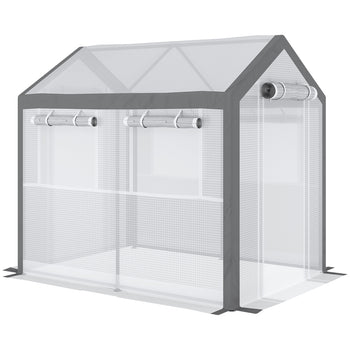 8' L x 6' W x 7' H Outdoor Walk-In Tunnel Greenhouse with Roll-up Windows, 2 Zippered Doors, & Weather Cover
