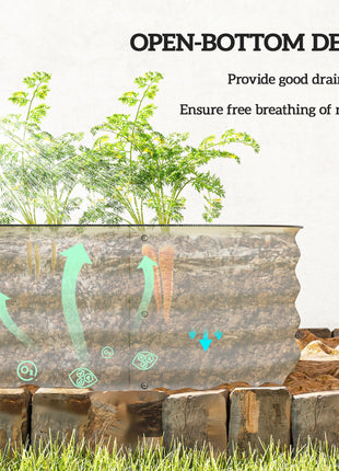 6.4' x 2' x 1' Galvanized Raised Garden Bed Kit, Metal Planter Box with Safety Edging, Cream