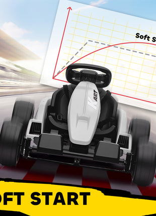 24V Electric Go Kart with Dual 150W Motors, Adjustable Seat & 11.2MPH High Speed, Slow Start, 5-Point Harness, White