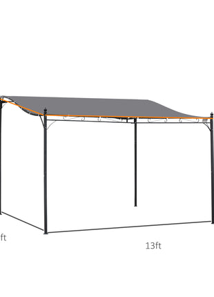 10' x 13' Outdoor Pergola Gazebo, Steel Patio Canopy with Weather-Resistant Fabric and Drainage Holes, Gray