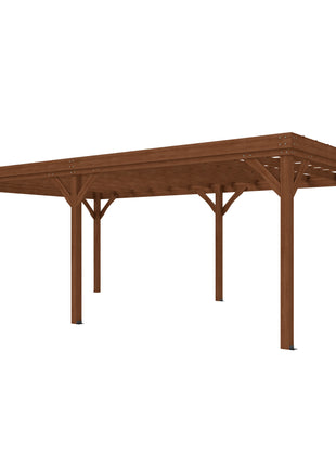12' x 20' Outdoor Wooden Pergola, Grape Vine Gazebo with Concrete Anchors for Garden, Patio, Backyard, Deck, Brown