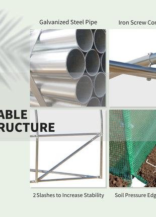 10' x 10' x 7' Walk-in Tunnel Greenhouse with High-Quality Transparent PE Cover, Zipper Doors & Windows