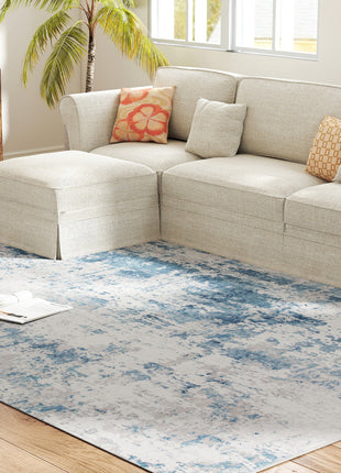 Area Rug 8x10, Machine Washable Rug, Non-Slip Modern Abstract Floor Carpet for Living Room, Bedroom, Dining Room, Blue