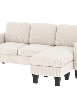 Sectional Sofa, L Shaped Couch, with Reversible Chaise or Ottoman, Cream White