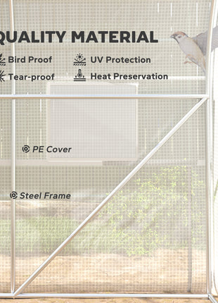 9.7' x 6.5' x 6.5' Walk-in Tunnel Greenhouse, Outdoor Green House with Anti-Tear PE Cover, Zipper Doors and Mesh Windows, White