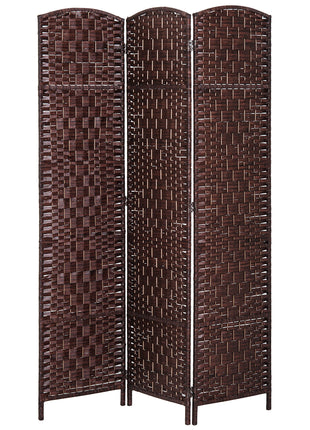 Room Divider 3 Panel, 6FT Tall Folding Privacy Screen, Freestanding Hand-Woven Partition for Room Separation with 360° Hinges, Paper Rope Diamond Weave, Brown