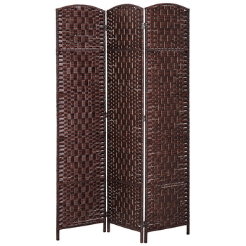 Room Divider 3 Panel, 6FT Tall Folding Privacy Screen, Freestanding Hand-Woven Partition for Room Separation with 360° Hinges, Paper Rope Diamond Weave, Brown
