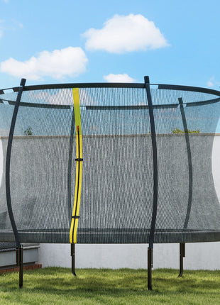 8ft Outdoor Trampoline with Net Enclosure, Curved Poles and Safety Pad, ASTM Approved, Black