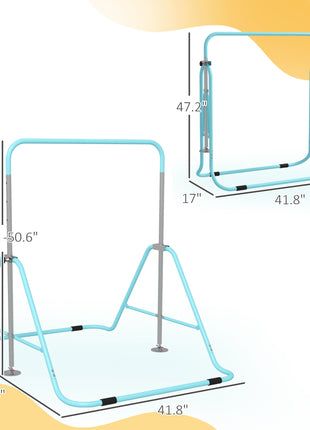 Folding Gymnastics Bar for Kids, Adjustable Height, Green