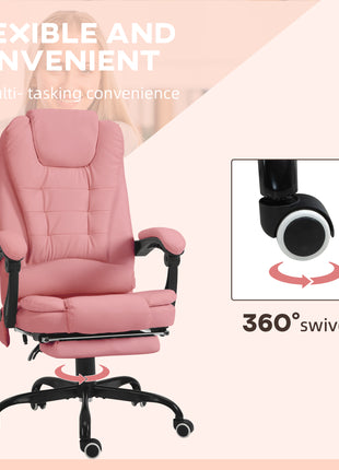 7-Point Vibrating Massage Office Chair High Back Massaging Office Desk Chair with Lumbar Support, Footrest, Pink