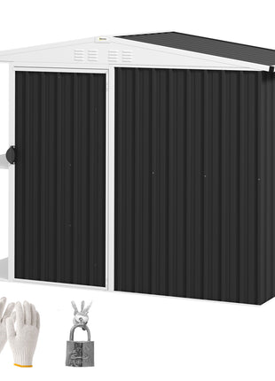 8 x 4ft Outdoor Garden Shed, Metal Shed with Air Vents and Lock for Backyard, Garden, Patio, Dark Gray