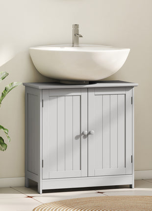 Bathroom Vanity Cabinet, Under Sink Bathroom Cabinet with 2 Doors and Adjustable Shelf, Light Gray