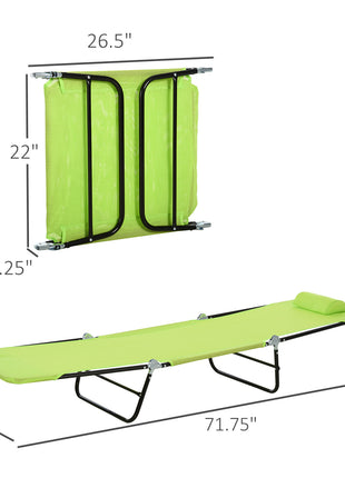 Folding Chaise Lounge Chair, Pool Sun Tanning Chair, Outdoor Lounge Chair with Reclining Back, Breathable Mesh Seat, Headrest for Beach, Yard, Patio, Green