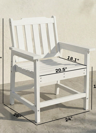 All-Weather Patio Chair, HDPE Patio Dining Chair, Heavy Duty Wood-Like Outdoor Furniture for Garden, Backyard, Deck, Porch, Lawn, White