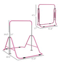 Folding Gymnastics Bar for Kids, Adjustable Height, Bubble Gum Pink