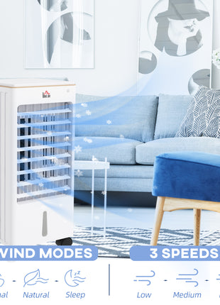 Room Air Cooler with Ice Packs, Ice Cooling Fan Water Conditioner Humidifier Unit with Remote, Timer, Wheels