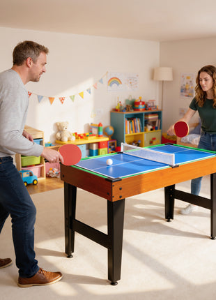 5-in-1 Multi Game Table, 53" Combo Table with Foosball, Pool, Ping Pong, Ice Hockey & Basketball, Game Room Sports Set