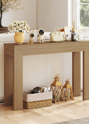 Modern Console Table, 47" Narrow Entryway Table, Natural Wood