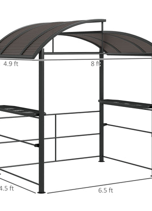 8' x 5' Outdoor Grill Gazebo Canopy Shelter with Vented PC Roof, Side Shleves