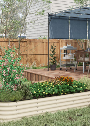 7.9' x 2' x 1.4' Galvanized Raised Garden Bed Kit, Metal Planter Box with Safety Edging, Cream