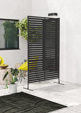 Decorative Privacy Fence Screen, Metal Outdoor Privacy Screen Climbing Plant Trellis with Stand, 78" H x 48" W, Black