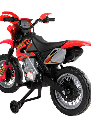 6V Kids Motorcycle, Electric Motorcycle with Dirt Bike Style, Street Bike Design Battery Powered Ride On Toy with Training Wheels, Headlight, Music, Ages 5-8, Red