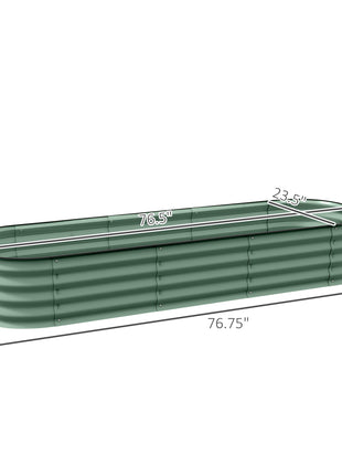 6.4' x 2' x 1' Galvanized Raised Garden Bed Kit, Metal Planter Box with Safety Edging, Green