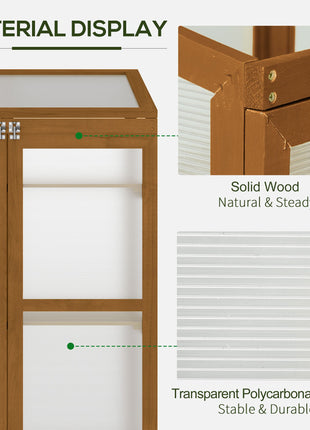 Wooden Cold Frame Greenhouse Small Mini Planter Box, 30" L x 24" W x 44" H, Brown