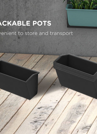 3-Tier Hanging Planter with 6 Pots for Indoor and Outdoor Use, Wall Planter, Self Draining & Wall Mounted, Black