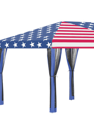 10'x20' Pop Up Party Tent Gazebo Wedding Canopy with 6 Sidewalls, American Flag