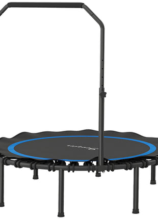 48" Rebounder Trampoline for Adults, Foldable Mini Trampoline with Adjustable Handle Bar for Indoor Outdoor, Blue