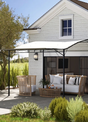 10' x 8' Outdoor Pergola and Patio Gazebo for Garden, Camper, Deck, Doors and Windows, Cream White
