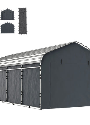 Carport Replacement Sidewall Panel for 10' x 15' Carports, UPF50+ Waterproof Replacement Side Wall Cover, Dark Gray