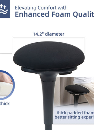 Backless Wobble Chair, Adjustable Active Ergonomic Stool Chair, with Rocking Motion, Padded, Black