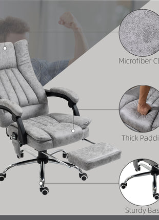 Massage Office Chair with 6 Points and Heat, Reclining Computer Chair with Adjustable Height and Footrest, Gray