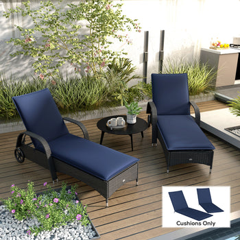 Foldable Chaise Lounge Cushion Set of 2, Outdoor Lounge Chair Cushion Set, UPF50+ 200gsm Fabric, 76" x 23", Navy Blue