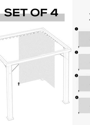 9.84' x 13.1' Gazebo Sidewall Set with Hooks/C-Rings, Light Gray